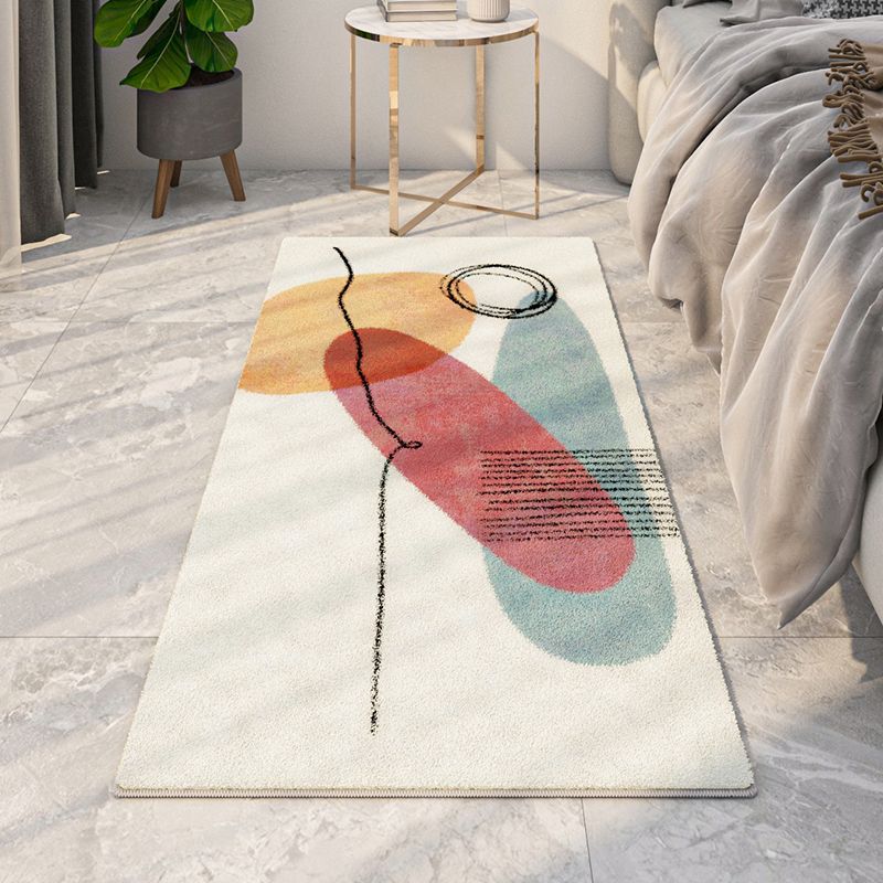 Orange Nordic Rug Polyester Line Rug Washable Indoor Rug for Home Decoration