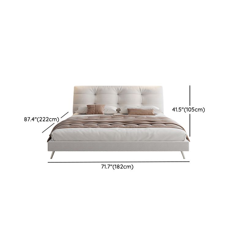 Glam Solid Color Rectangular Standard Bed Metal and Upholstered Bed Frame