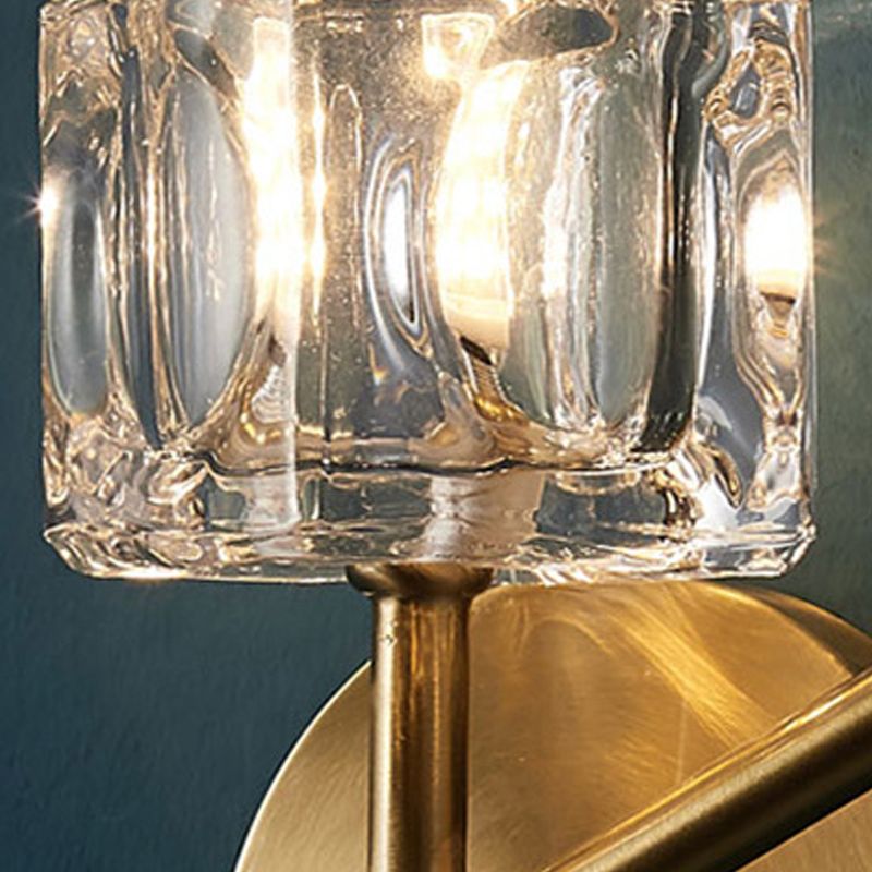 Half Cylinder Wall Sconce Modern Style Multi-Lights Crystal Wall Light Fixture in Brass