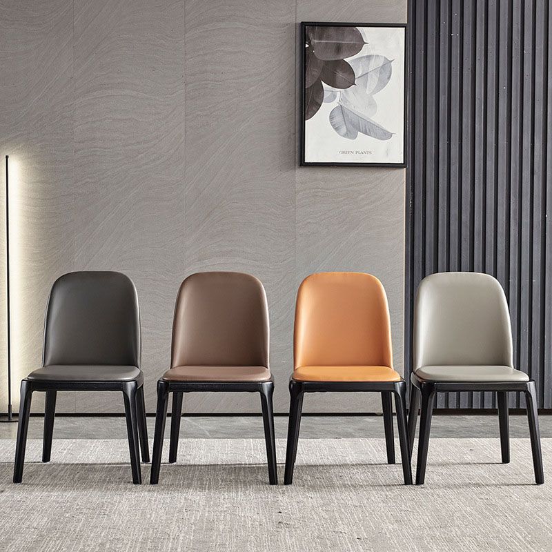 Industrial Home Parsons Silla auxiliar Silla de comedor de cuero con patas de madera