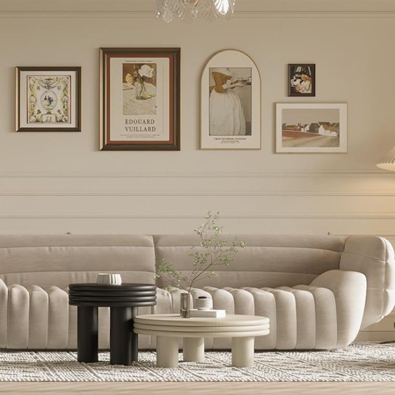 Contemporary Simple 3 Legs Coffee Table Round Wood Cocktail Table Set