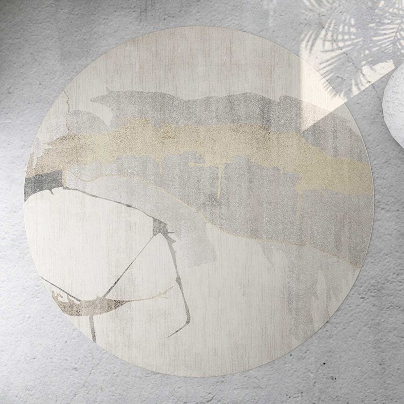 Light Yellow Rug Polyester Graphic Rug Non-Slip Backing Rug for Living Room