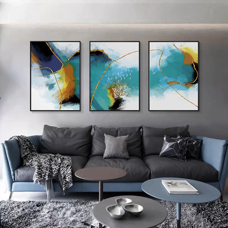 Illustration Painting Modern Style Art Abstract in Blue, Multiple Sizes Available