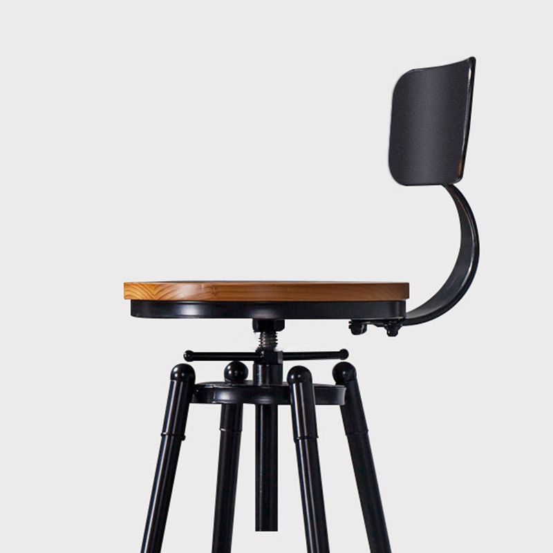 Solid Wood Counter Stool Industrial Adjustable Height Stool for Living Room