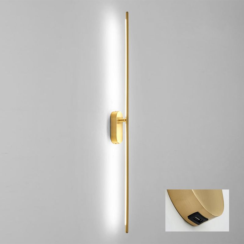 Lámpara de matrícula de metal en forma de palo lámpara de pared led dorada contemporánea para sala de estar para sala de estar