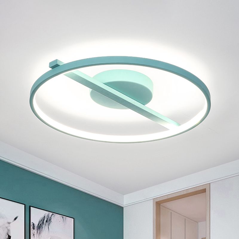 Anillo acrílico de montaje empotrado modernismo negro/blanco/azul lámpara montada en el techo para sala de estar en blanco cálido/blanco, 12,5 "/16,5"/20,5 "de diámetro