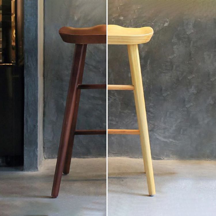 Modern Solid Wood Seat Barstool Coffee Shop Bar Stool with Pedal