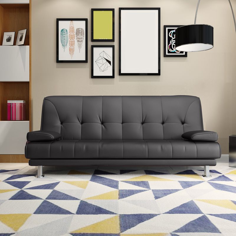 Faux Leather Pillow Top Arm Loveseat with Foldable and Wear-resisting for Living Room