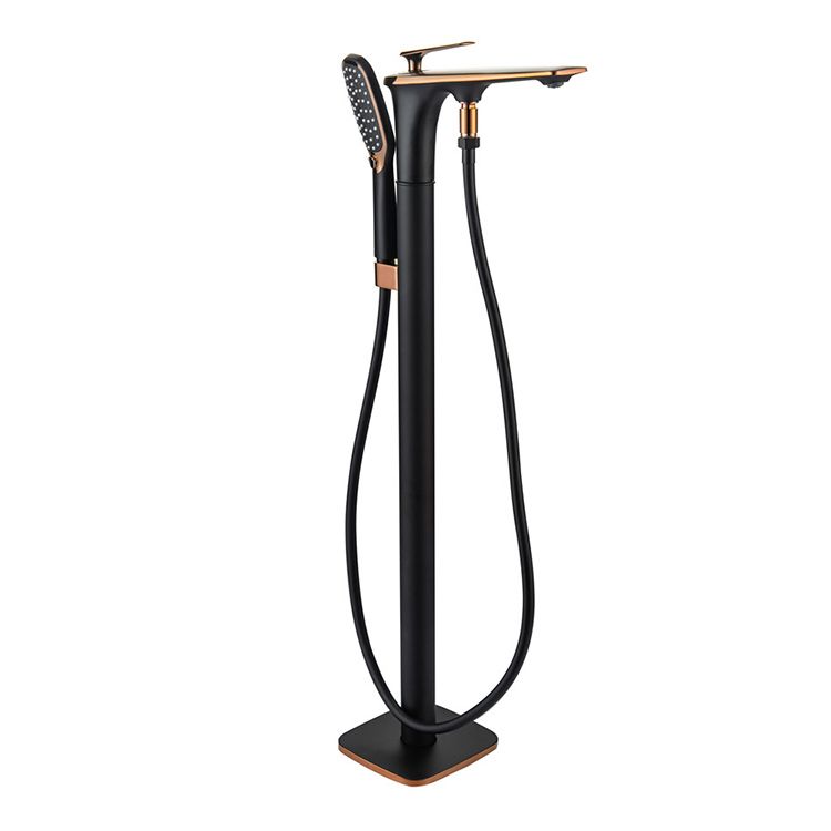 Modern Free Standing Tub Filler Faucet Copper with Hand Shower Freestanding Faucet