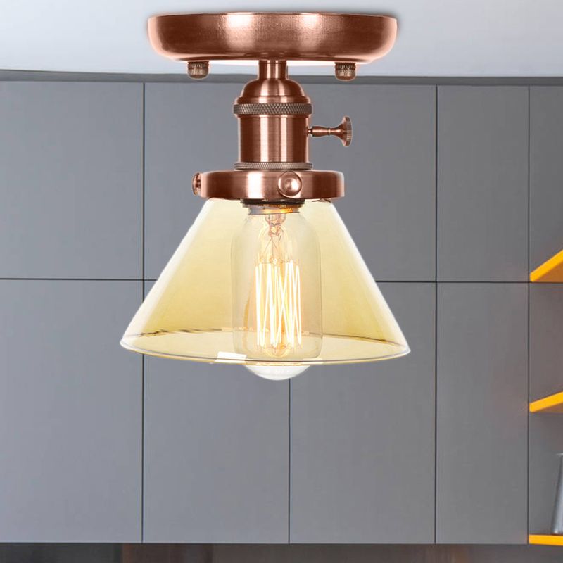 1 Apparecchio di illuminazione in vetro in vetro industriale a cono leggero/campana semifulpa