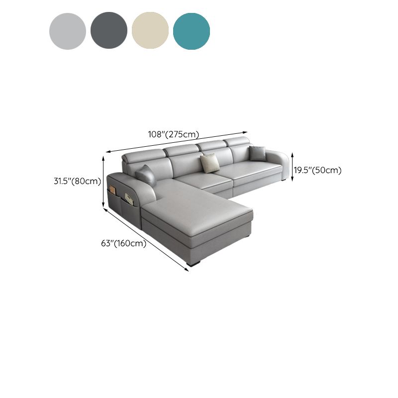 Square Arm Sectional Sofa with Storage Adjustable Sectionalfor 4 People