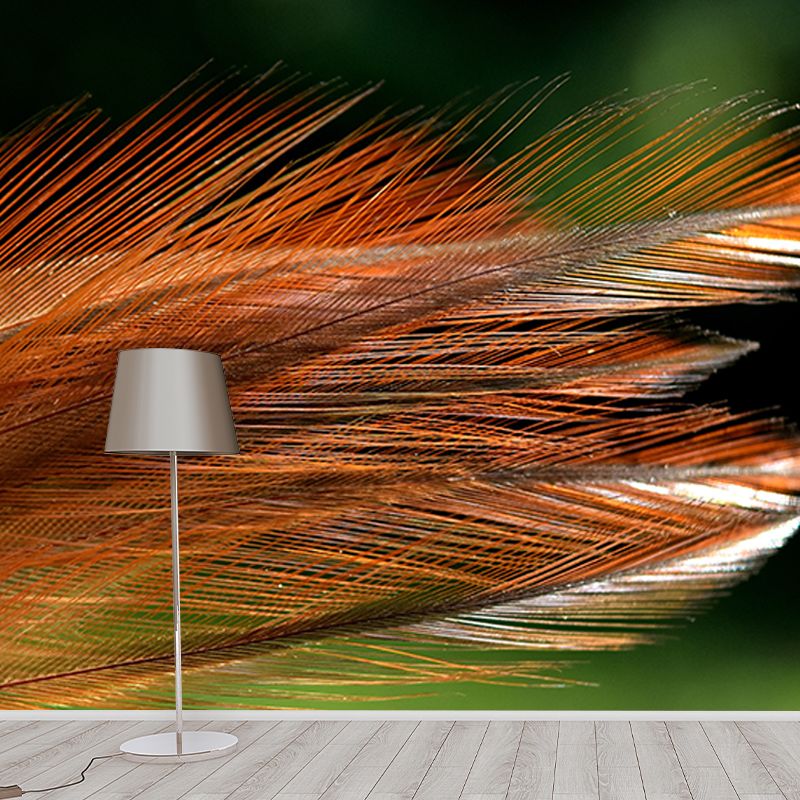 Modern Style Mural Wallpaper Feather Environment Friendly Bedroom Wall Mural