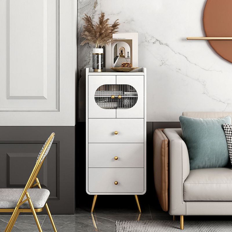 Glam Stone Storage Chest Bedroom Vertical Chest with Metal Legs