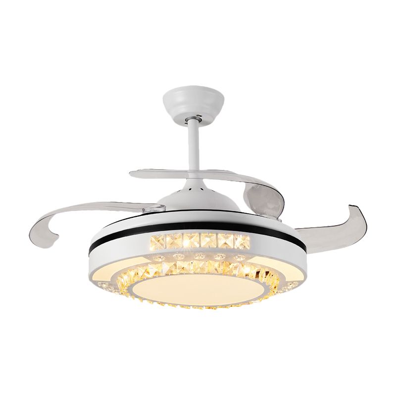 Handgeschnittenes kristallroundes Halbflush Mount Moderne 19 "W LED LED LED LED LEGENLICHE LABER Leuchte mit 4 Klingen