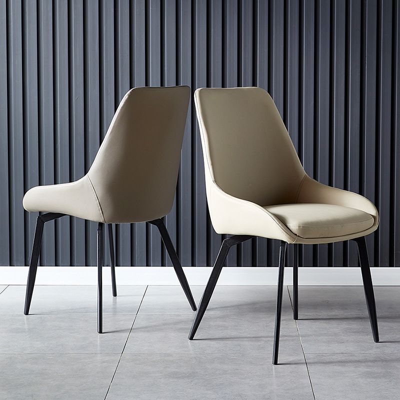 Hedendaagse metalen eetkamerstoelen faux lederen eetkamerstoelen (set van 4)