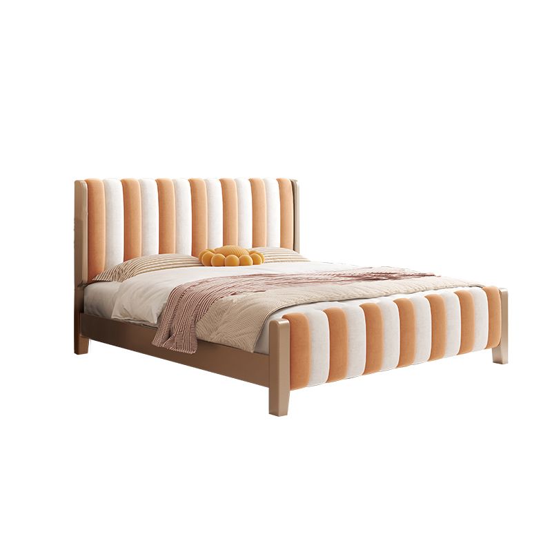 Contemporary Upholstered Standard Bed, Panel Rectangular Headboard Bed