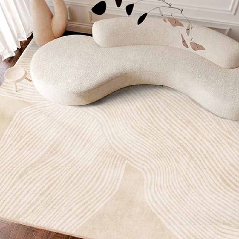 Light Brown Striped Rug Polyester Casual Rug Washable Rug for Living Room