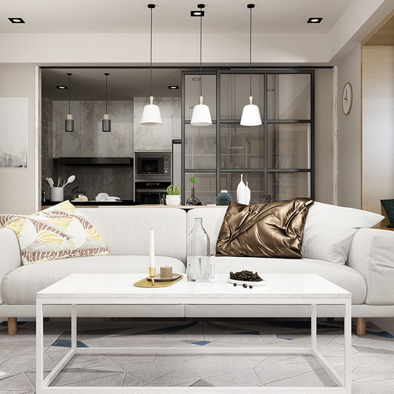 Stone Rectangular Coffee Table and Frame Coffee Table Glam Style