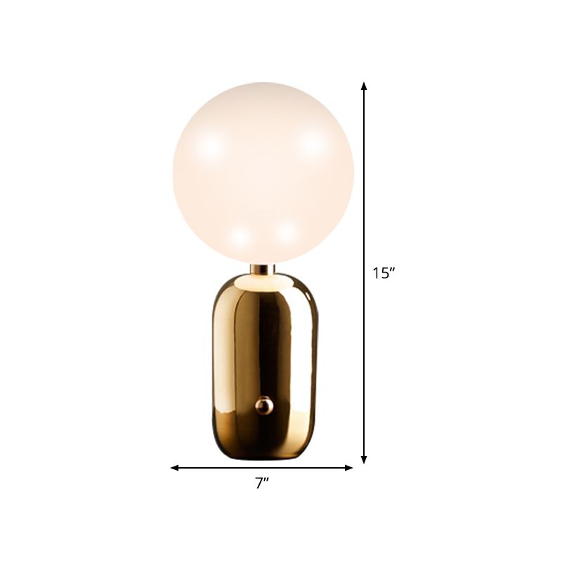Iluminación de tareas esféricas Vidrio lechoso Modernista 1 Lámpara de escritorio pequeño de oro, 7 "/9.5" de ancho