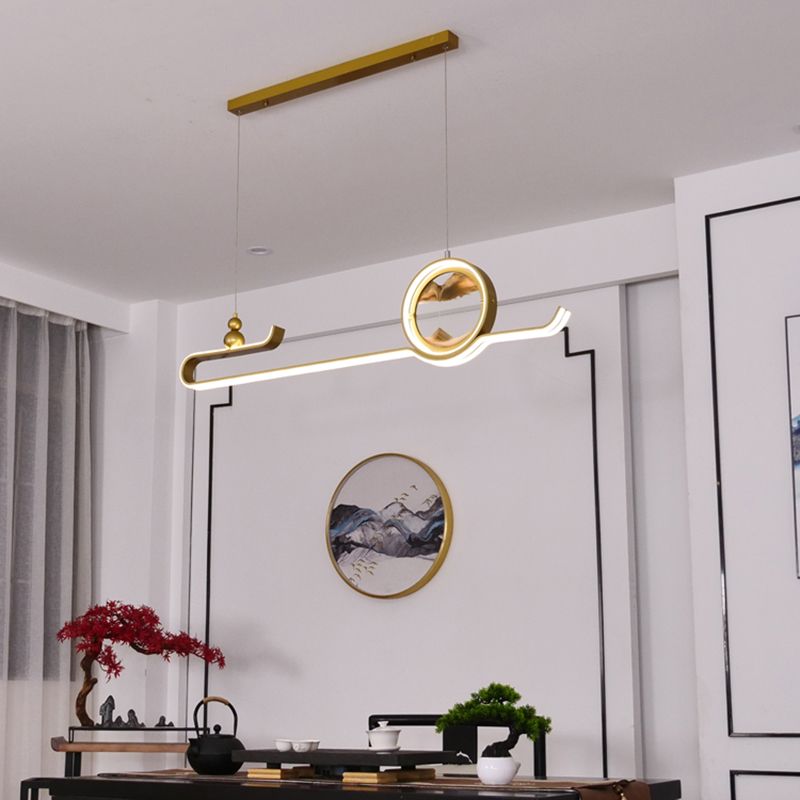 Modern Aluminum Island Light Fixtures Geometry 2-Light Restaurant LED Hanging Lamps