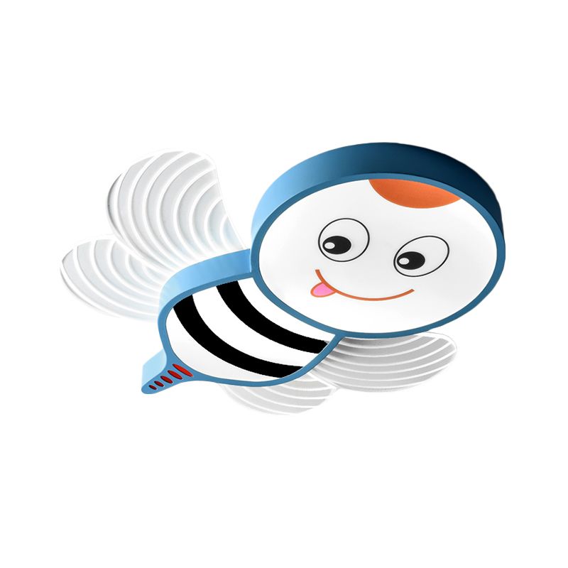 Dessin Bee Shape Flushmount Éclairage Éclairage Acrylique Bédouate de chambre Fixture en blanc / rose / jaune