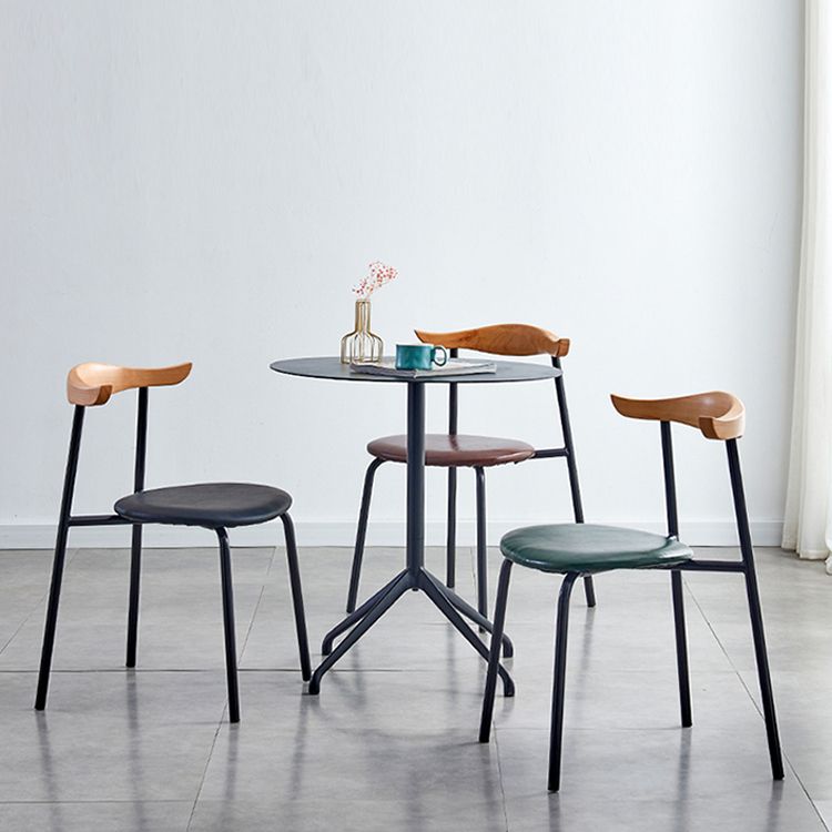 Sillas laterales de comedor con respaldo abierto de diseño contemporáneo, sillas de comedor de cuero para el hogar