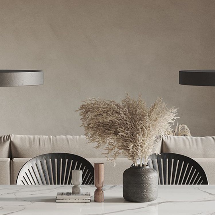 Mesa de comedor ovalada moderna Mesa de comedor de piedra sinterizada con pedestal doble para el comedor