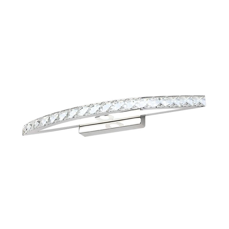 Curved Vanity Lighting Modern Style Clear/Champagne Crystal 17"/21" W LED Wall Mounted Lamp, Warm/White Light