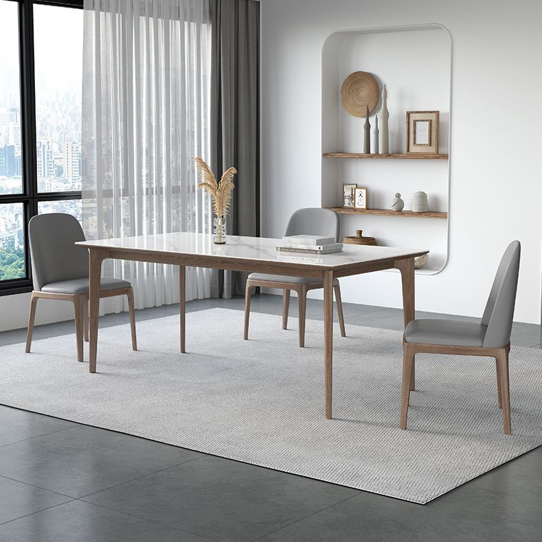 Dining Room Set Minimalist with Solid Wood Dining Table and Upholstered Chairs