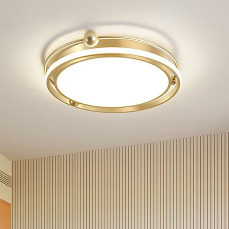 Halo Ring Flush Mount Light Fixture Modern Acrylic Bedroom LED Ceiling Light in Gold