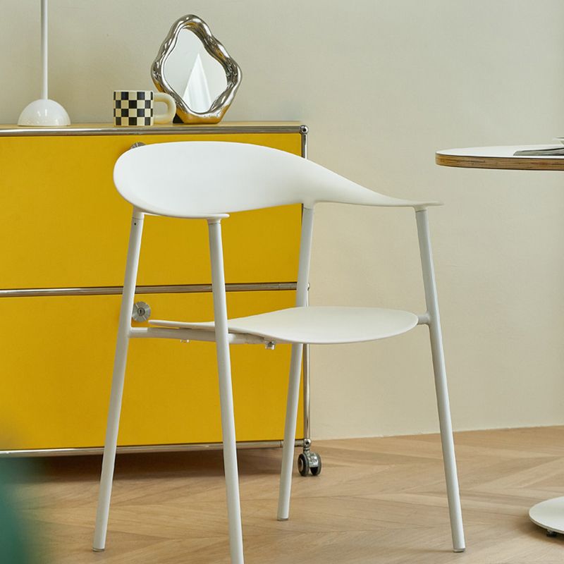 Modern Open Back Side Chair Plastic Arm Indoor Chair with Metal Base