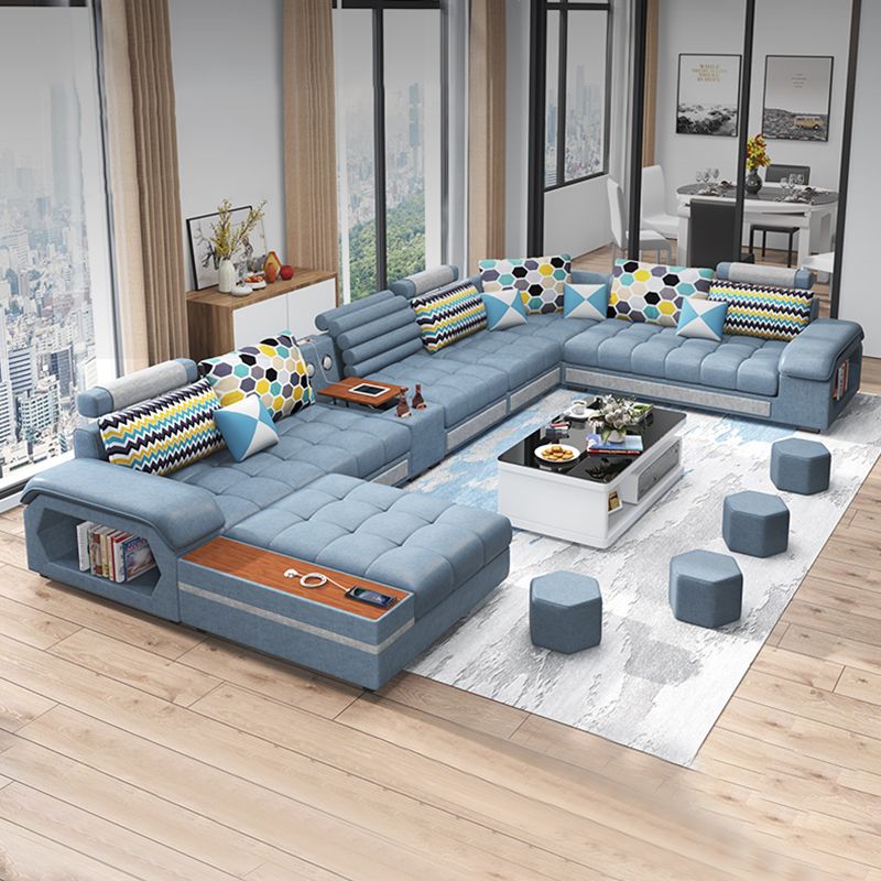 Blue Sofa/sectional with Storage for Living Room 33.46" High