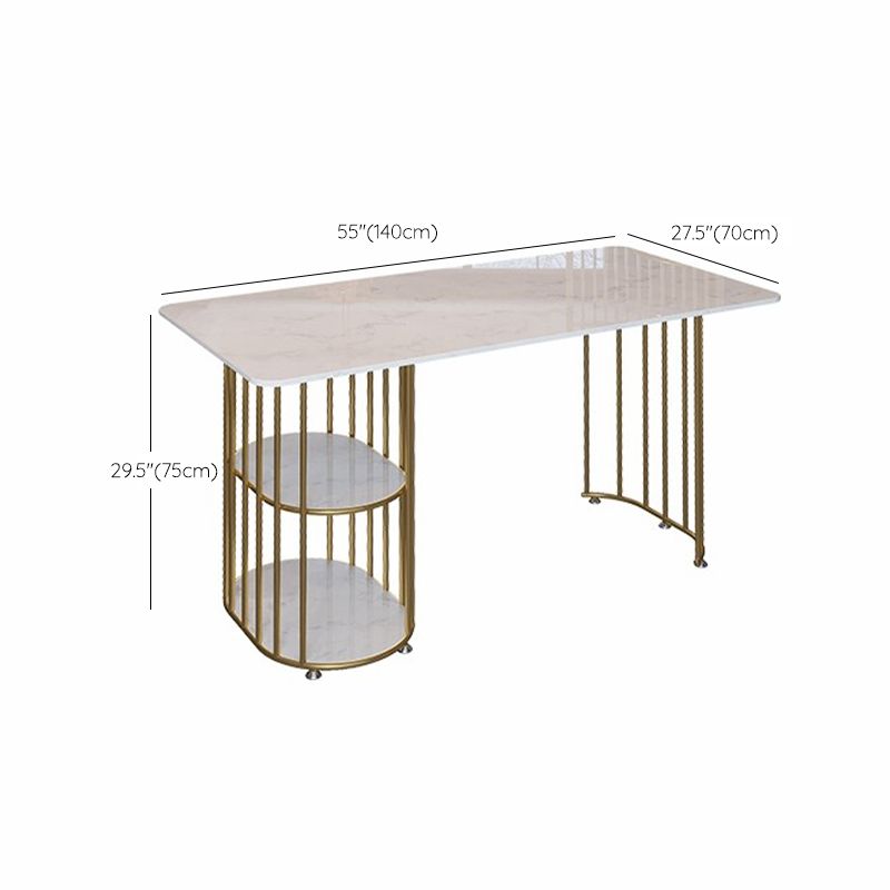 Stone and Metal Table Modern Minimalist Home Storage Rectangular Dining Table