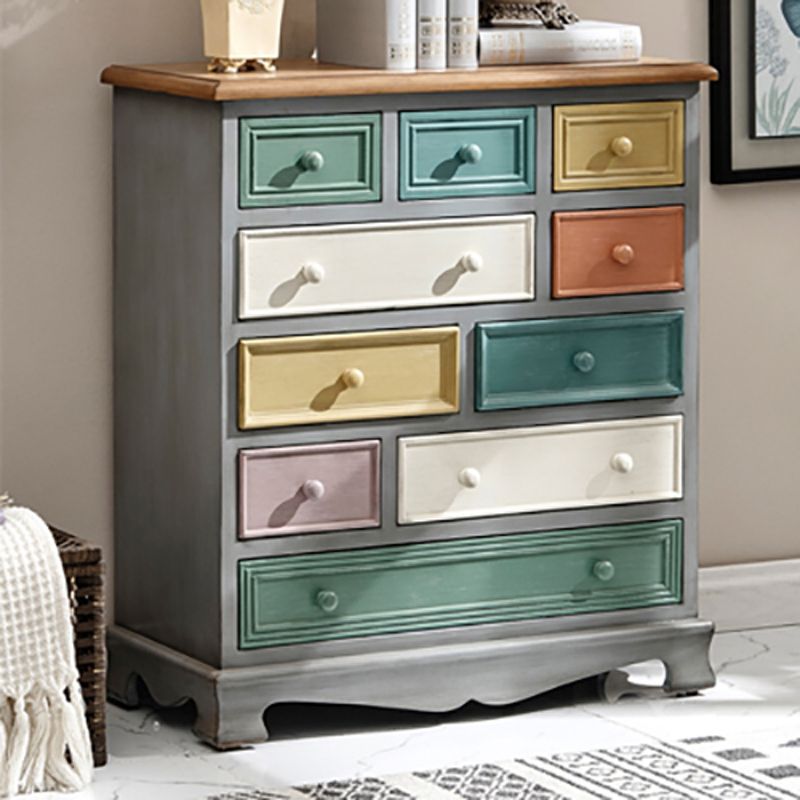 Nautical Vertical Chest Bedroom Solid Wood Storage Chest with Drawers
