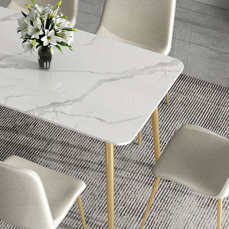 Glossy White Glam Dinette Table Set 1/2/5/7 Pieces Dining Set with Leather Chairs