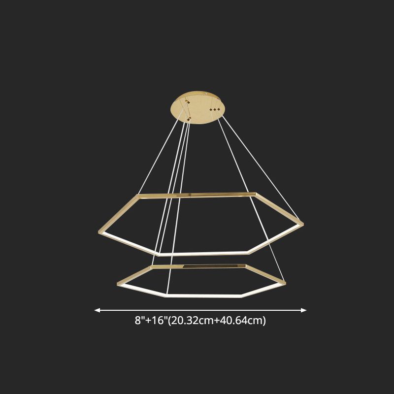Ultra-modern Geometric Chandelier Metallic Suspended Lighting Fixture for Living Room