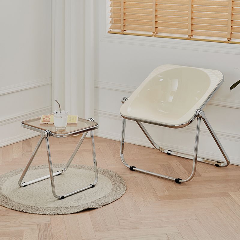 Contemporary Metal X-base End Slide Table Rectangular Side Table