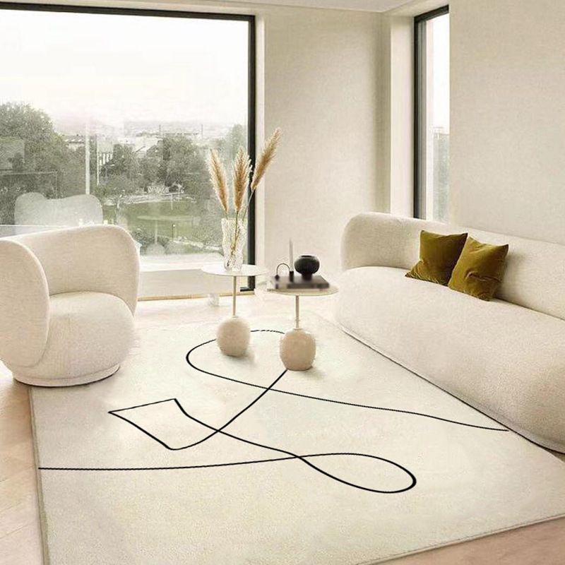 Beige Modern Rug Polyester Irregular Line Rug Stain Resistant Rug for Drawing Room