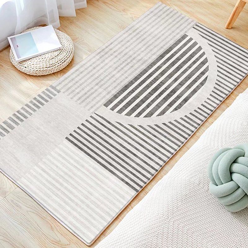 Light Gray Rug Polyester Color Piece Indoor Rug Washable Rug for Bedroom
