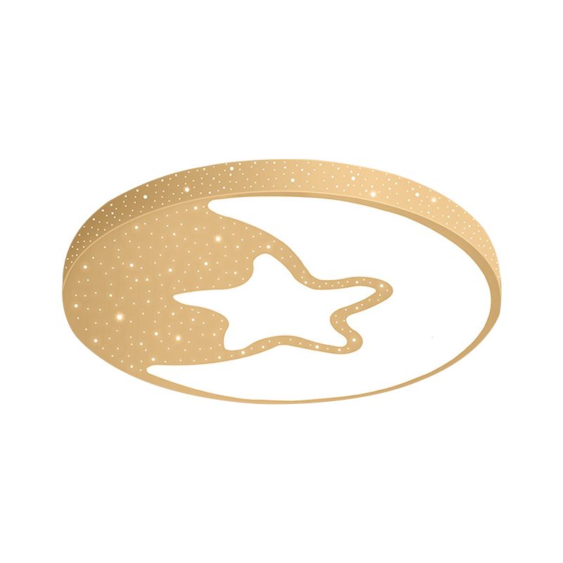 Starry Kid Slaapkamer Flush Plafond Licht met Crescent metalen mooie LED plafond armatuur in wit