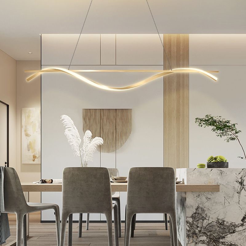 LED Strip Shape Pendant Light Dining Room Kitchen Modern Chandelier Light