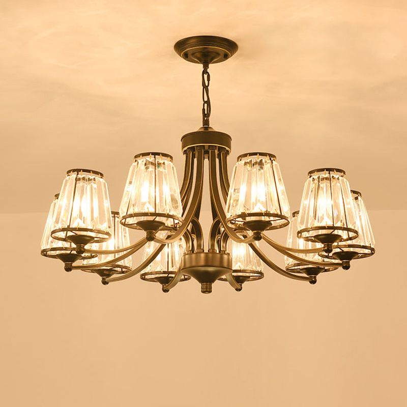 Crystal Prism Hanging Chandelier Conical Traditional Style Pendant Lighting Fixture