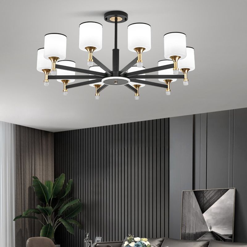 Modern Black Chandelier Metal Multi Light Chandelier Pendant with Glass for Living Room