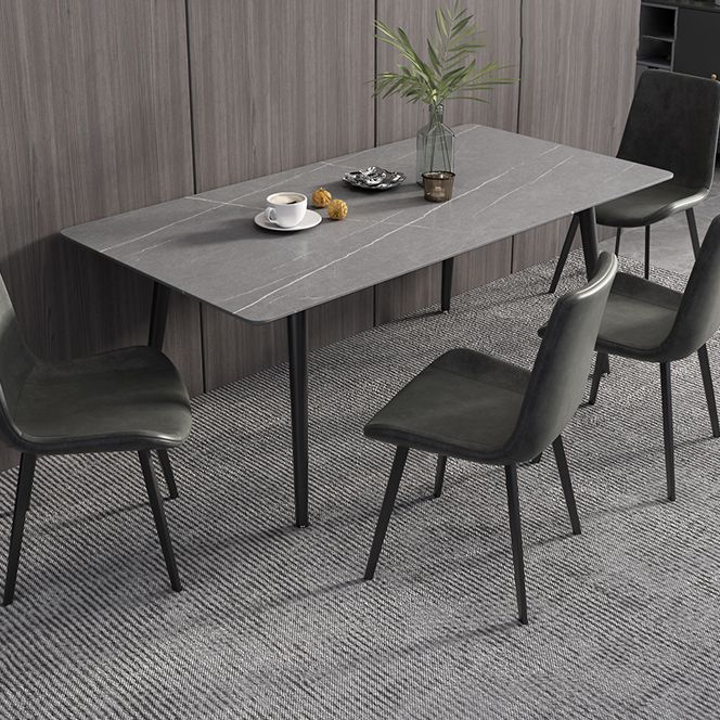 Modern Rectangle Dining Table Sintered Stone 4 Legs Table for Dining Room