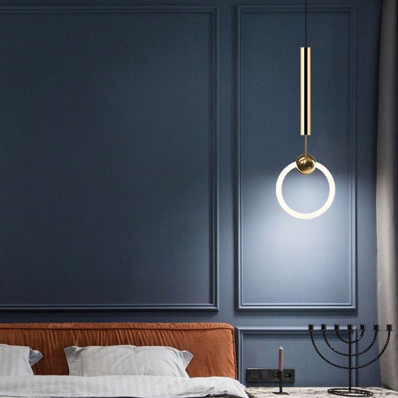 Zeitgenössischer Stil linearer Form Pendelleuchte Light Metal Einer Lichthängelampe in Gold
