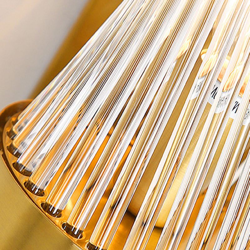 Half Cylinder Shade 2 Lights Wall Sconce Modern Style Crystal Wall Mount Light Fixture