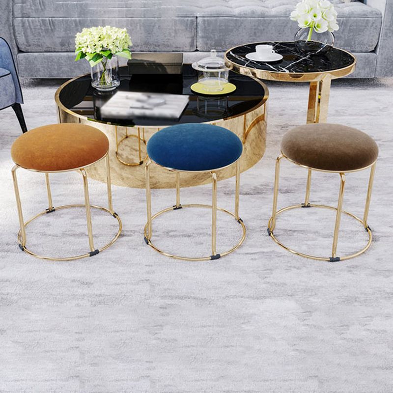 Standard Glam Round Ottoman Velvet Tear Resistant Indoor Pure Color Ottoman