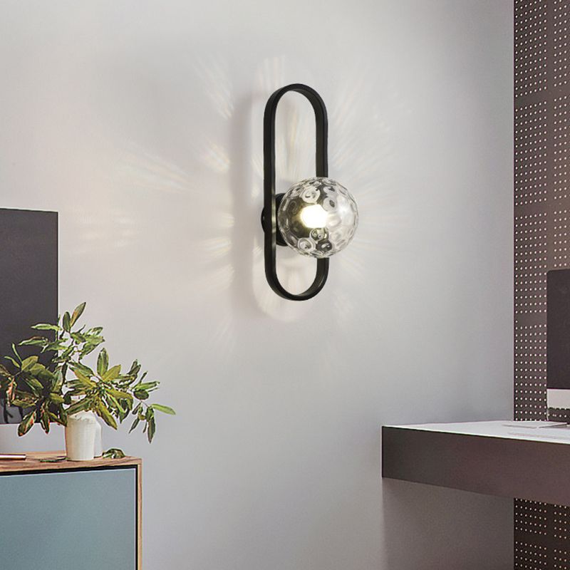 Bedroom Simple Sconce Light Fixtures 1 Blub Glass Lampshade Wall Mounted Lighting