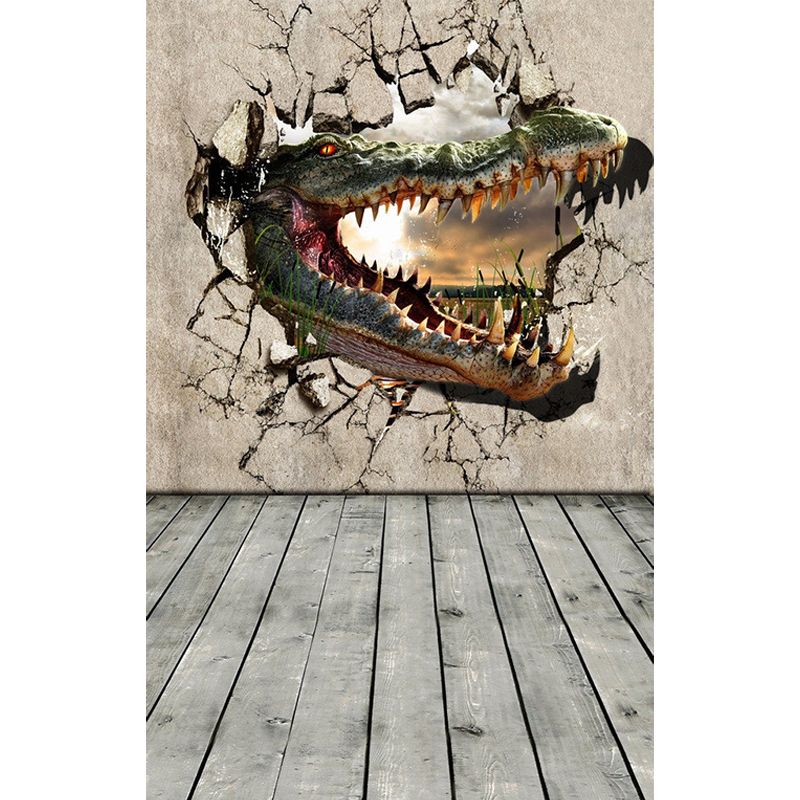 Full Size Dinosaur Mural Decal Moisture Resistant Prints 3D Boys Bedroom Wall Art