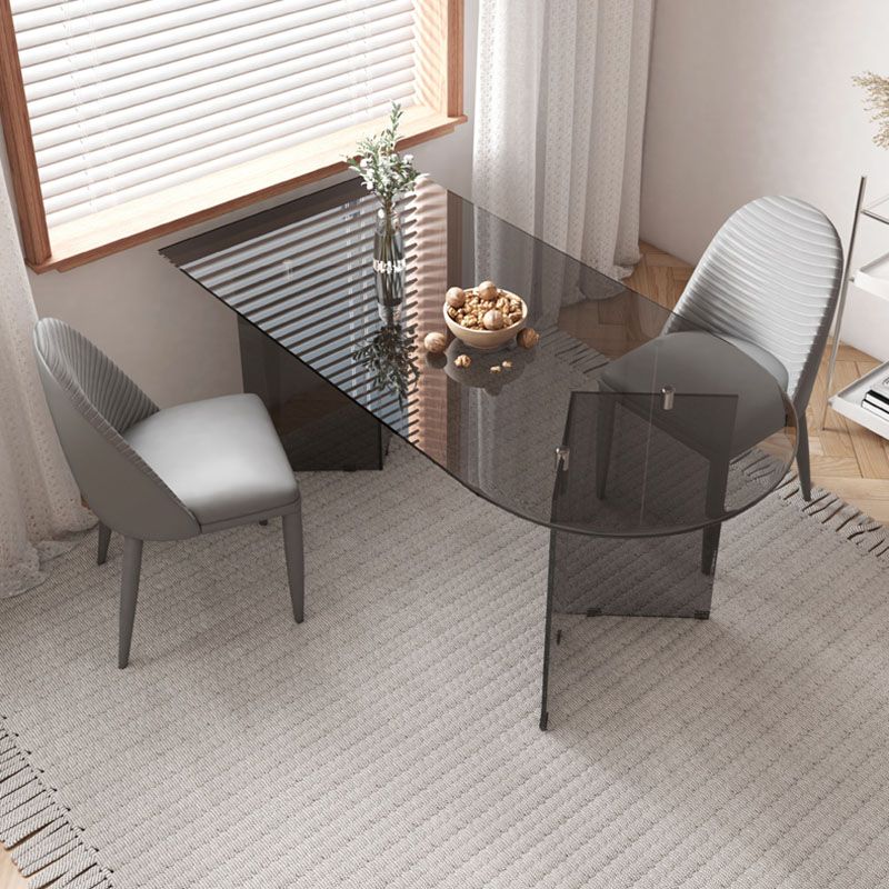 Glass Dining Room Collection Contemporary Double Pedestal Dining Table